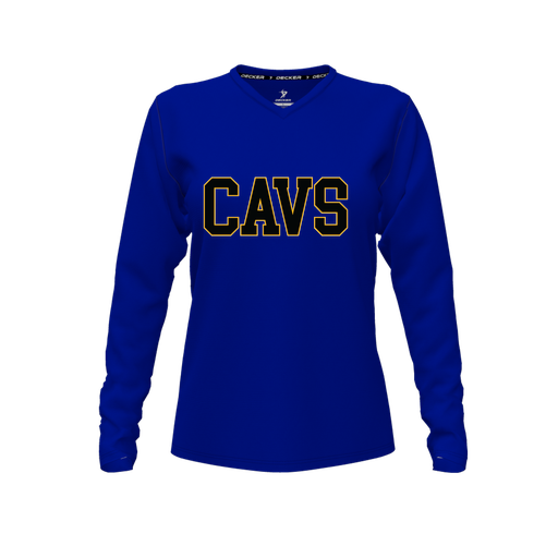 [FTLVCFRY-FYXS-LOGO3] Decker Comfort T-Shirt (Female Youth XS, Royal, V Neck, Logo 3, Long Sleeve)