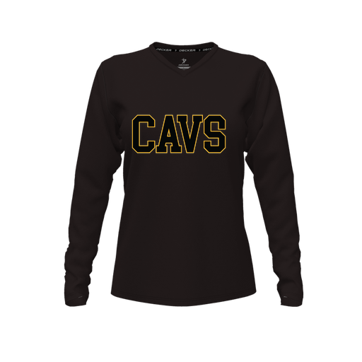 [FTLVPTBK-FYXS-LOGO3] Decker Performance T-Shirt (Female Youth XS, Black, V Neck, Logo 3, Long Sleeve)