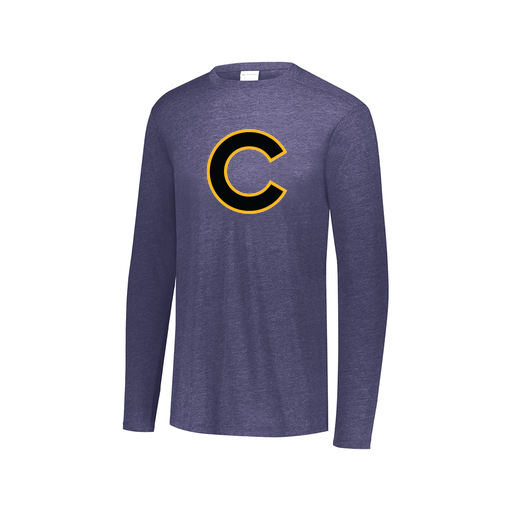 [FTLCUBNV-AXS-LOGO2] Decker Men's Tri-Blend T-Shirt - Long Sleeve (Adult XS, Navy, Logo 2)