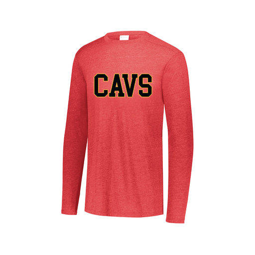 [FTLCUBRD-AXS-LOGO3] Decker Men's Tri-Blend T-Shirt - Long Sleeve (Adult XS, Red, Logo 3)