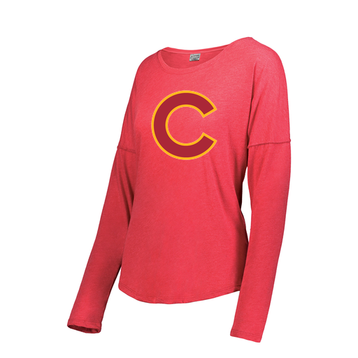 [FTLCUBRD-FAS-LOGO1] Decker Women's Tri-Blend T-Shirt - Long Sleeve (Female Adult S, Red, Logo 1)